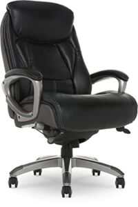 Serta Executive Office Smart Layers Technology Leather and Mesh Ergonomic Computer Chair with Contoured Lumbar and ComfortCoils, Black and Grey