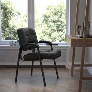EMMA + OLIVER Black LeatherSoft Executive Reception Chair with Black Metal Frame