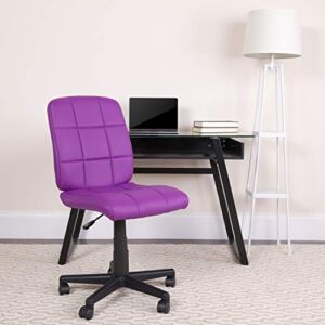 EMMA + OLIVER Mid-Back Purple Quilted Vinyl Swivel Task Office Chair