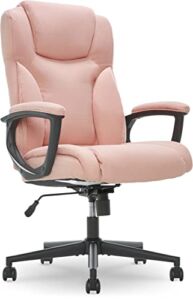 Serta Executive High Back Office Chair with Lumbar Support Ergonomic Upholstered Swivel Gaming Friendly Design, Microfiber Harvard Pink