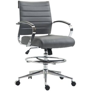 EdgeMod Tremaine Drafting Chair in Vegan Leather, Grey