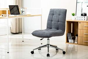 Porthos Home Lada Adjustable Swivel Office Chair, Linen Upholstery (Grey)
