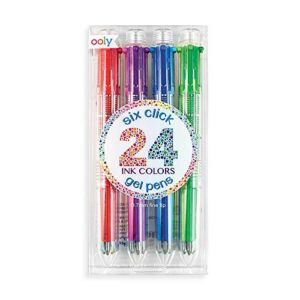Ooly, Six Click Multicolor Gel Pens, 0.7mm Fine Tip, Colorful Pens for School, Writing, Journaling – Set of 4