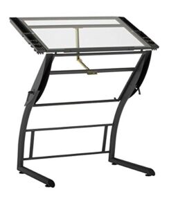 Offex Home Triflex Drawing Table Charcoal/Clear Glass