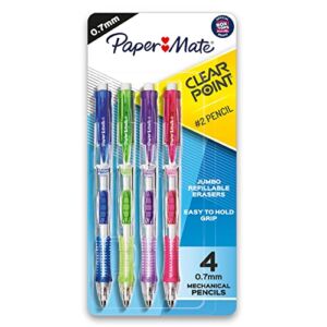 Paper Mate Clearpoint Mechanical Pencils, 0.7mm, HB 2, Fashion Barrels, 4 Count