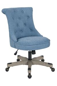 Hannah Tufted Office Chair in Sky Fabric with Grey Wood Base