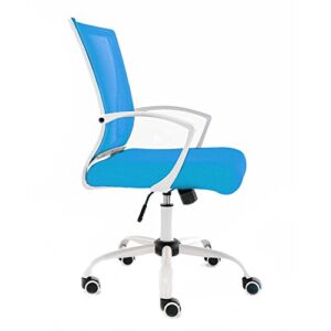 Modern Home Zuna Mid-Back Office Task Chair – Ergonomic Back Supporting Mesh Back Desk Chair (White/Blue)