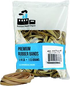 Rubber Bands, Rubber Band Depot, Size #64, Approximately 80 Rubber Bands Per Bag, Rubber Band Measurements: 3-1/2″ x 1/4” – 1/4 Pound Bag