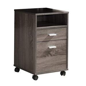 File Cabinet On Wheels with One Shelf, Gray