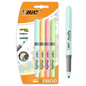 Bic Highlighter Grip Pens – Assorted Pastel Colours, Pack of 4