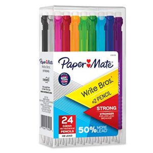 Paper Mate Mechanical Pencils, Write Bros. Strong #2 Pencil for Less Lead Breakage, 0.9mm, 24 Count