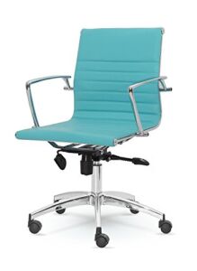 Winport Furniture Mid-Back Leather Office Desk Chair, Turquoise 9712L