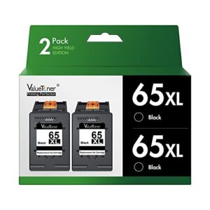 Valuetoner Remanufactured Ink Cartridges Replacement for HP 65XL 65 XL Combo Pack N9K04AN for Envy 5055 5052 5058 DeskJet 3755 2655 3720 3722 3723 3752 3758 2652 2624 High Yield Tray(2 Black)