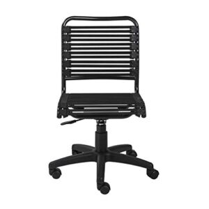 HomeRoots Metal Black Flat Bungie Cord Low Back Rolling Office Chair