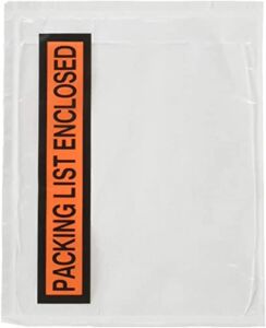 1000 pieces 4.5×5.5″ Clear with “PACKING LIST ENCLOSED” printing pouch envelope bag for invoice packing slip
