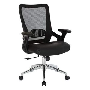 Office Star EMH Series Screen Back Adjustable Office Desk Chair with Padded Seat and Lumbar Support, Black Bonded Leather