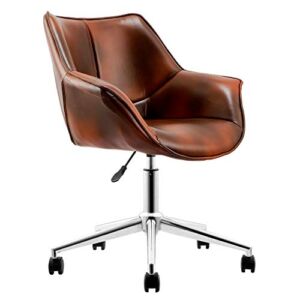 XIZZI Brown Desk Chairs with Wheels and Arms Swivel Office Computer Chairs for Adults Umber(Leather & Suede/Brown)
