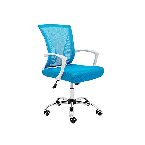 Modern Home Zuna Ergonomic Design Breathable Mesh Modern Mid Back Office Desk Chair with Lumbar Support, Steel Base, and Rolling Wheels, White & Aqua | The Storepaperoomates Retail Market - Fast Affordable Shopping