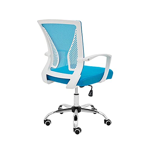 Modern Home Zuna Ergonomic Design Breathable Mesh Modern Mid Back Office Desk Chair with Lumbar Support, Steel Base, and Rolling Wheels, White & Aqua | The Storepaperoomates Retail Market - Fast Affordable Shopping