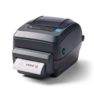 Zebra GX430t Thermal Transfer Desktop Printer Print Width of 4 in USB Serial Parallel and Ethernet Port Connectivity Includes Cutter GX43-102412-000
