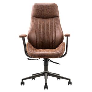 ovios Ergonomic Office Chair High Back Computer Desk Chair Suede Fabric Task Chair with Lumbar Support for Executive or Home Office (Dark Brown)