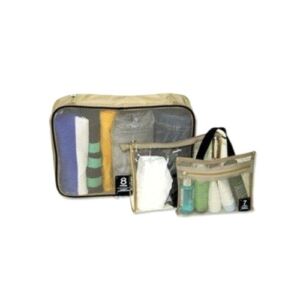 Wrapables Nylon Mesh Three Piece Travel Bag Set – Khaki