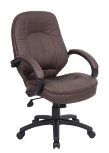 Boss Office Products LeatherPlus Executive Chair in Bomber Brown