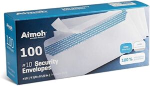 #10 Security Tinted Self-Seal Envelopes – No Window – EnveGuard, Size 4-1/8 X 9-1/2 Inches – White – 24 LB – 100 Count (34100)