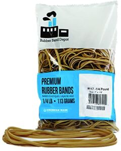 Rubber Bands, Rubber Band Depot, Size #117, Approximately 50 Rubber Bands Per Bag, Rubber Band Measurements: 7″ x 1/8” – 1/4 Pound Bag