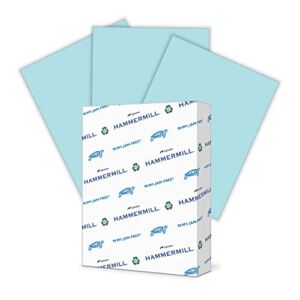 Hammermill Colored Paper, 24 lb Blue Printer Paper, 8.5 x 11-1 Ream (500 Sheets) – Made in the USA, Pastel Paper, 103671R