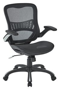 Office Star Riley Ventilated Manager’s Office Desk Chair with Breathable Mesh Seat and Back, Black Base with Black