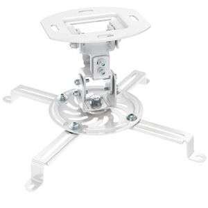 WALI Projector Ceiling Mount, Universal Low Profile Projector Mount with Retractable Arms and Multiple Adjustment Function (PM-002-W), White