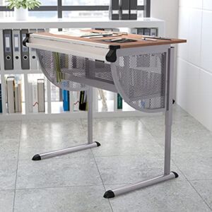 EMMA + OLIVER Adjustable Drawing and Drafting Table with Pewter Frame
