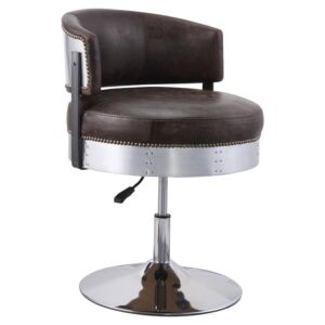 Acme Brancaster Leather Adjustable Chair in Distress Chocolate and Chrome