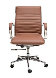 Winport Furniture Mid-Back Executive Lily 145MB Leather Desk Chair, Brown