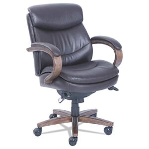 La-Z-Boy 48963B Woodbury Mid-Back Executive Chair, Supports 300 lbs, Brown Seat/Back, Sand Base