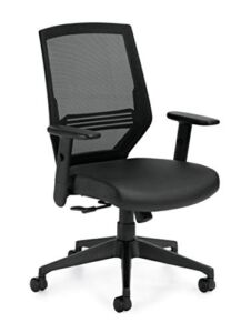 Offices To Go OTG12112B Mesh Back Tilter Chair with Mesh Back + Black Luxhide Seat