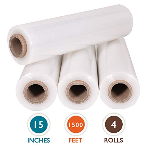 PackageZoom 4 Rolls 18″ x 1500 Ft Stretch Wrap Heavy Duty, Industrial Strength Shrink Wrap, 55 Gauge High Performance Stretch Film Replaces 80 Gauge Low Films, Clear Hand Stretch Wrap | The Storepaperoomates Retail Market - Fast Affordable Shopping