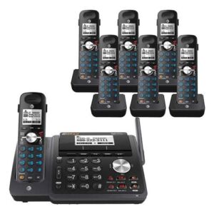 AT&T TL88102BK DECT 6.0 2-Line Expandable Cordless Phone with Answering System and Dual Caller ID/Call Waiting, 6 Handsets, Black