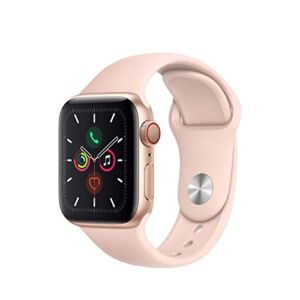 Apple Watch Series 5 (GPS + Cellular, 40MM) – Gold Aluminum Case with Pink Sport Band (Renewed)