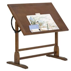 Vintage Rustic Oak Drafting Table, Top Adjustable Drafting Table Craft Table Drawing Desk Hobby Table Writing Desk Studio Desk, 42”W x 30”D
