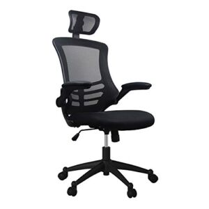 Techni Mobili Modern High-Back Mesh Executive Chair With Headrest And Flip Up Arms. Color: Black 49.5″ x 26.37″ x 26.37″