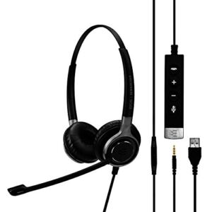 Sennheiser SC 665 USB (507257) – Double-Sided Business Headset | UC Optimized and Skype for Business Certified | For Mobile Phone, Tablet, Softphone, and PC (Black)