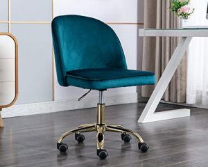 Chairus Tufted Task Chair, Reception Chair with Height Adjustment (Armless Design for Small Homes and Offices), Dark Teal