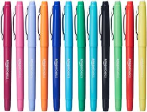 Amazon Basics Felt Tip Marker Pens – Assorted Color, 12-Pack