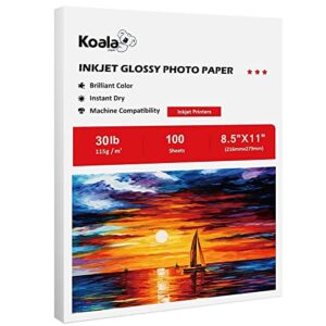 Koala Glossy Thin Inkjet Paper 8.5×11 Inches 100 Sheets Compatible with Inkjet Printer Use DYE INK 115gsm