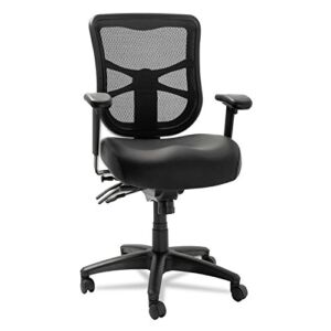Alera ALEEL4215 Alera Elusion Series Mesh Mid-Back Multifunction Chair, Black Leather