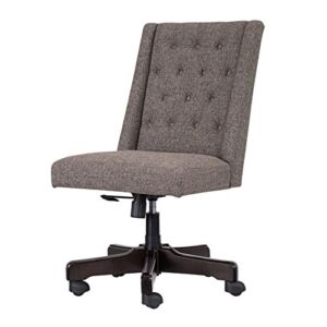 Signature Design by Ashley Tufted Upholstered Adjustable Swivel Home Office Desk Chair, Dark Gray