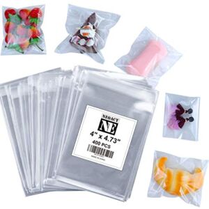 NEOACT 400 Pcs 4″x4.73″ Clear Resealable Cellophane Bags Good for Bakery, Candle, Soap, Cookie Poly Bags