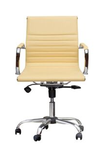 Winport Furniture Mid-Back Executive Leather Armrest Desk Chair, Yellow